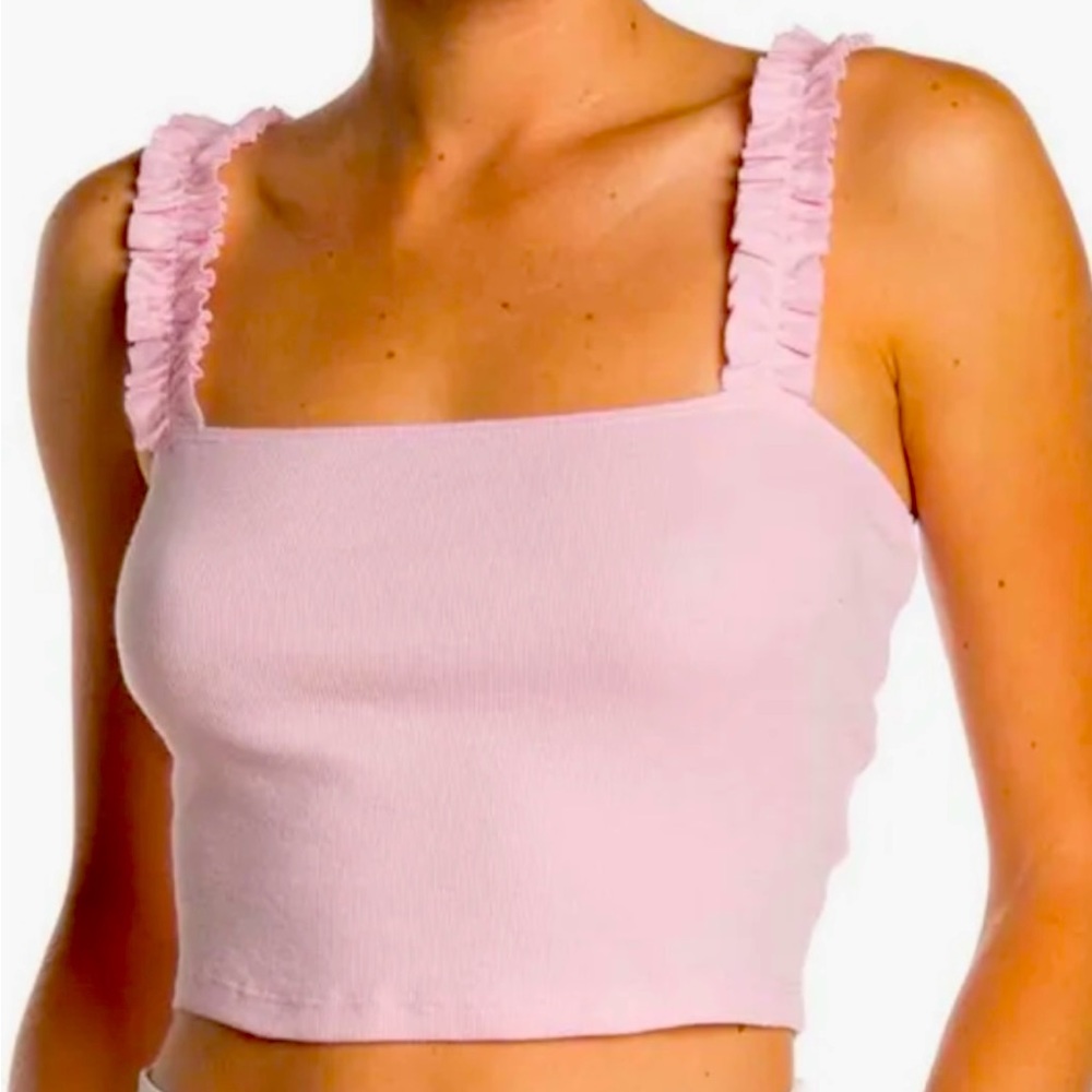 Abound baby pink ruffle crop top NWOT